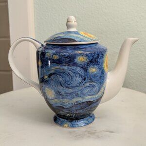 GRACE TEAWARE Fine Porcelain Blue Starry Night Van Gogh Teapot w/ Lid New
